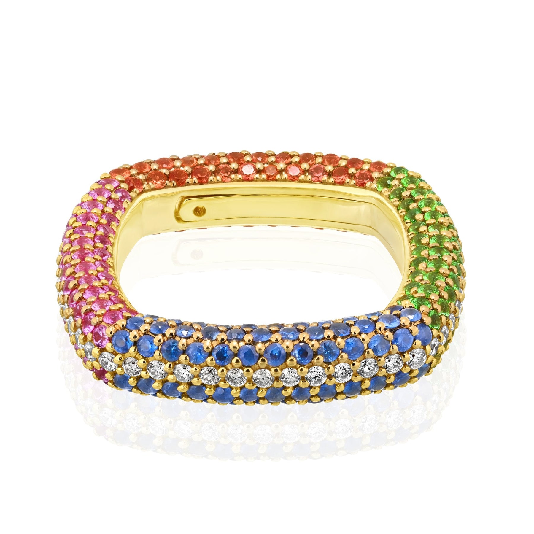 "Be Square" - Four Colors & Diamonds Trendy Pavè Ring