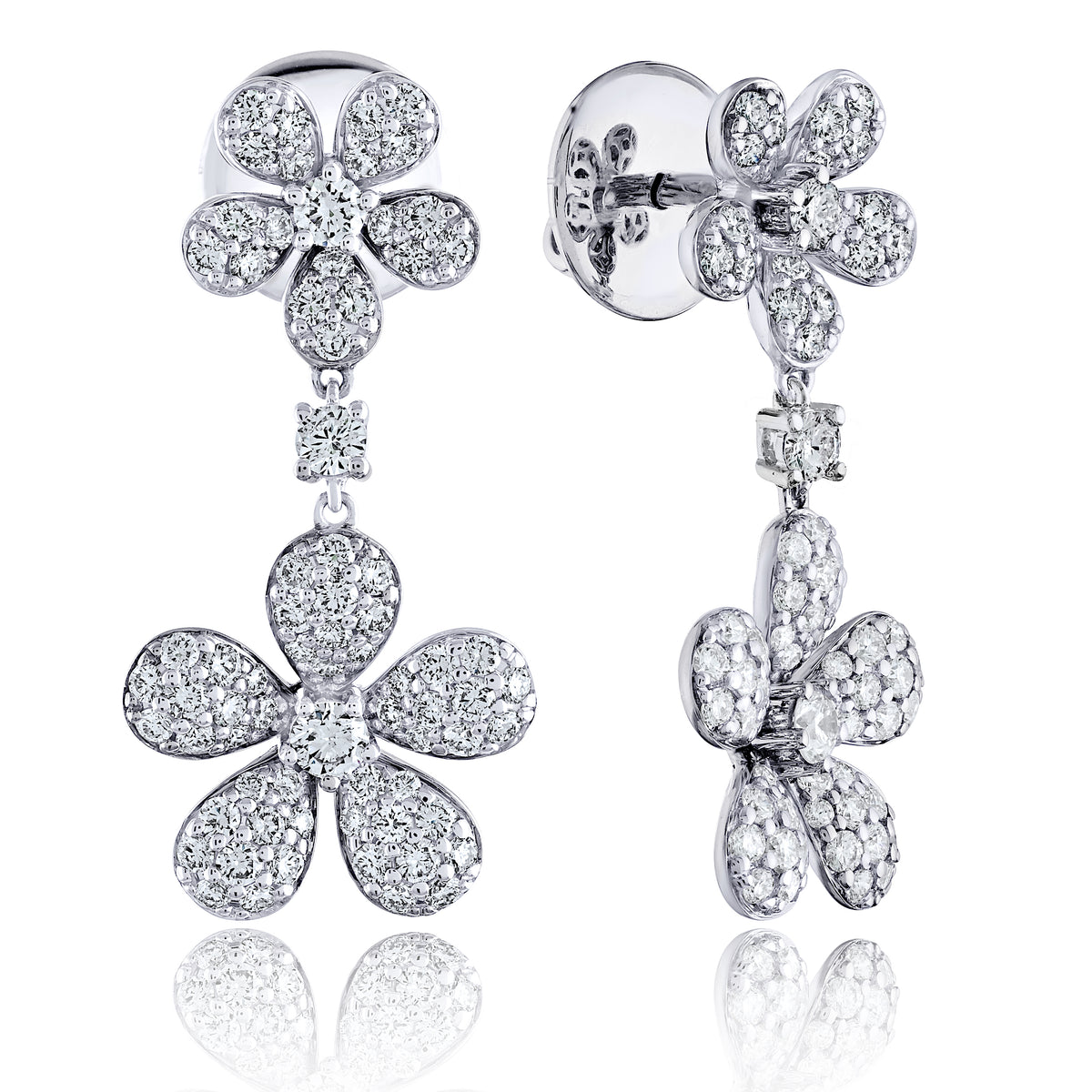 Moving Flowers Diamond Earrings