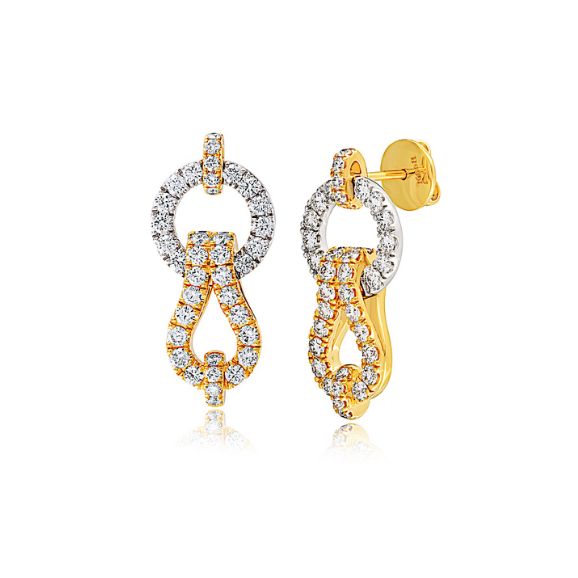 Modern Design Yellow White Gold Earrings