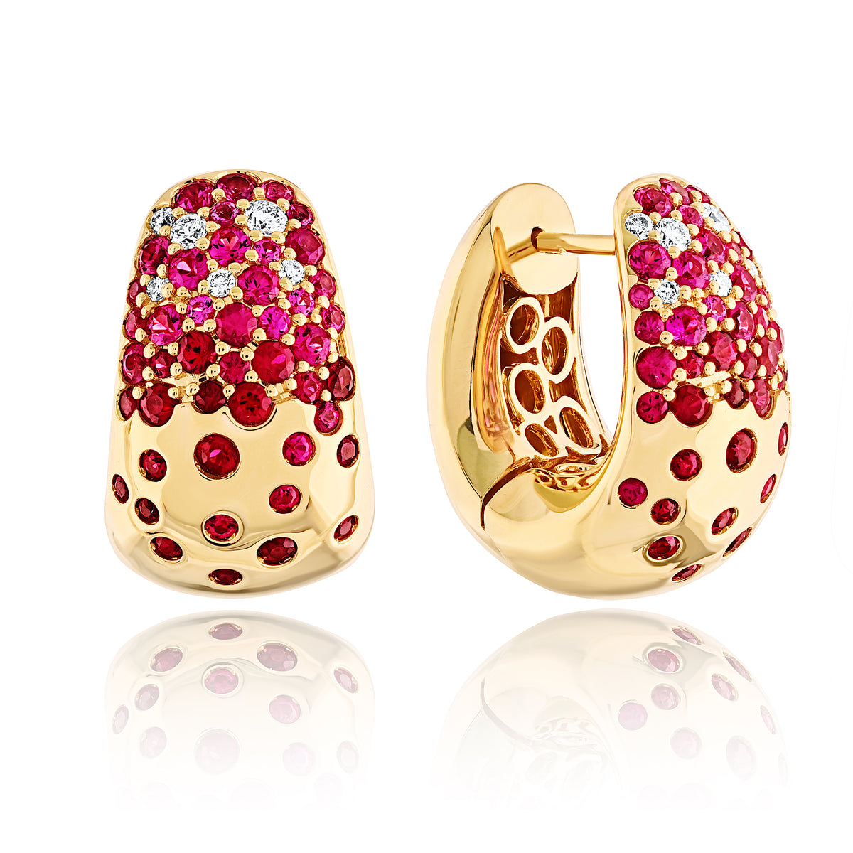 Elegant Diamond and Color Huggies