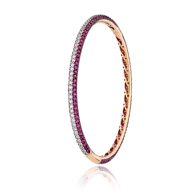 Elegant colorful cuff, stackable, with stones all the way around