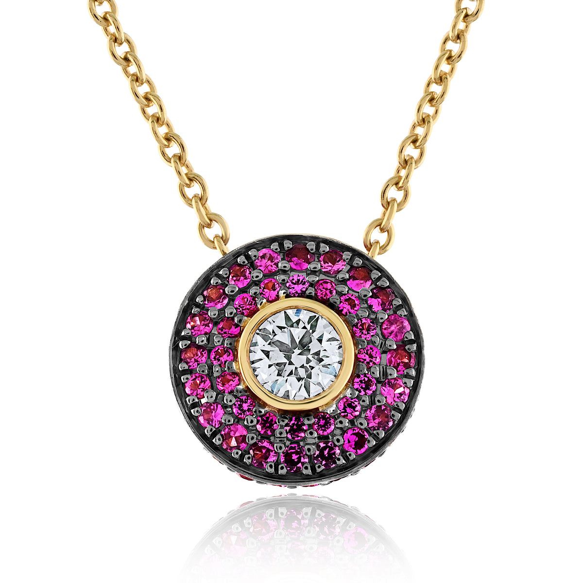 Elegant Understated All Sapphires Pendant, Black Rhodium