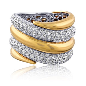 Classic Interlocking Yellow White Gold Ring