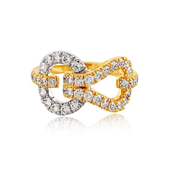 Modern Design Yellow White Gold Ring