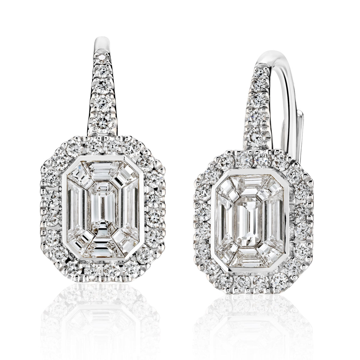 Diamond Framed Small "Illusion" Earrings