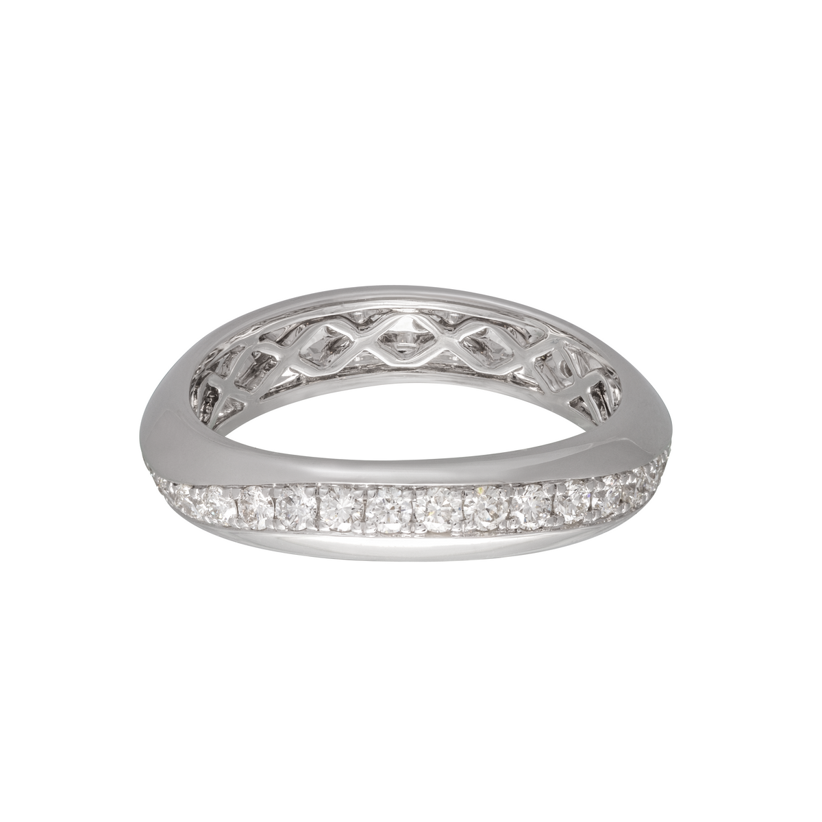 Modern Wavy Diamond Stackable Ring