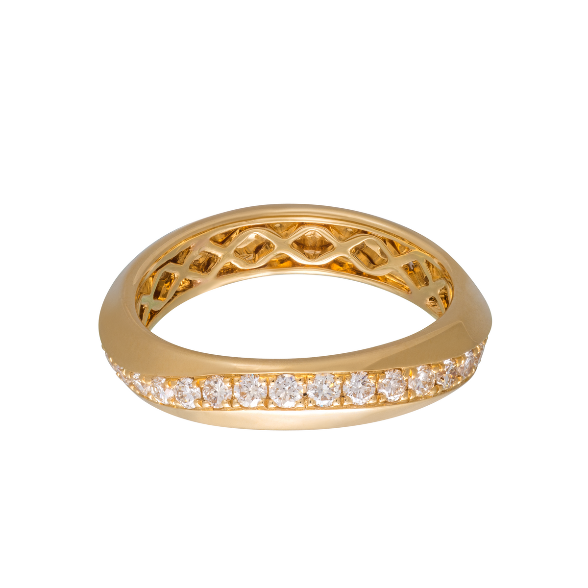 Modern Wavy Diamond Stackable Ring