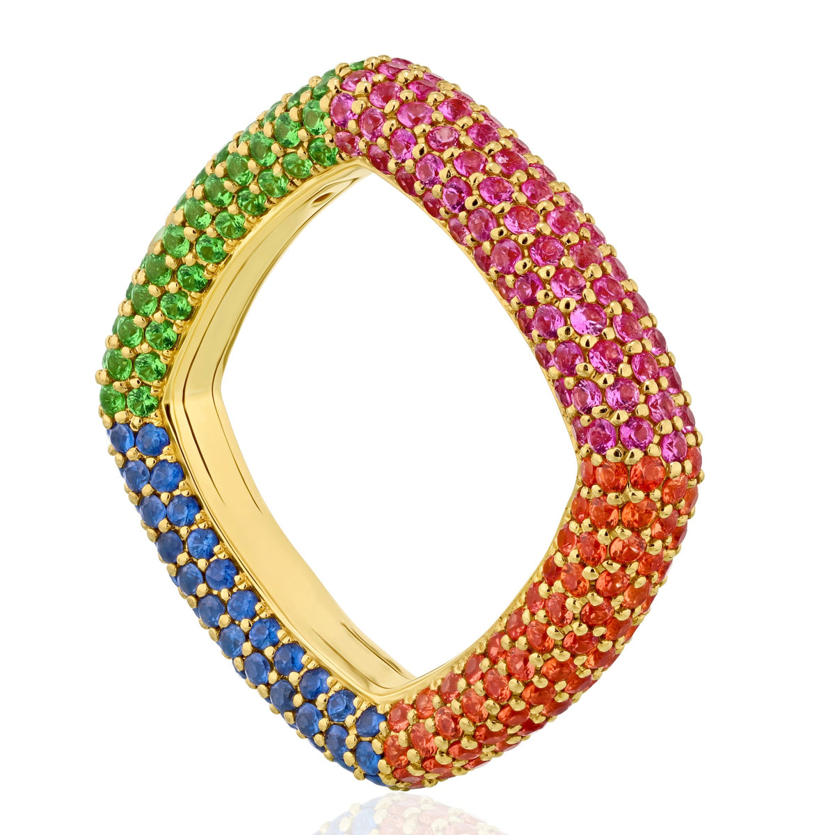 "Be Square" - Four Colors Trendy Pavè Ring