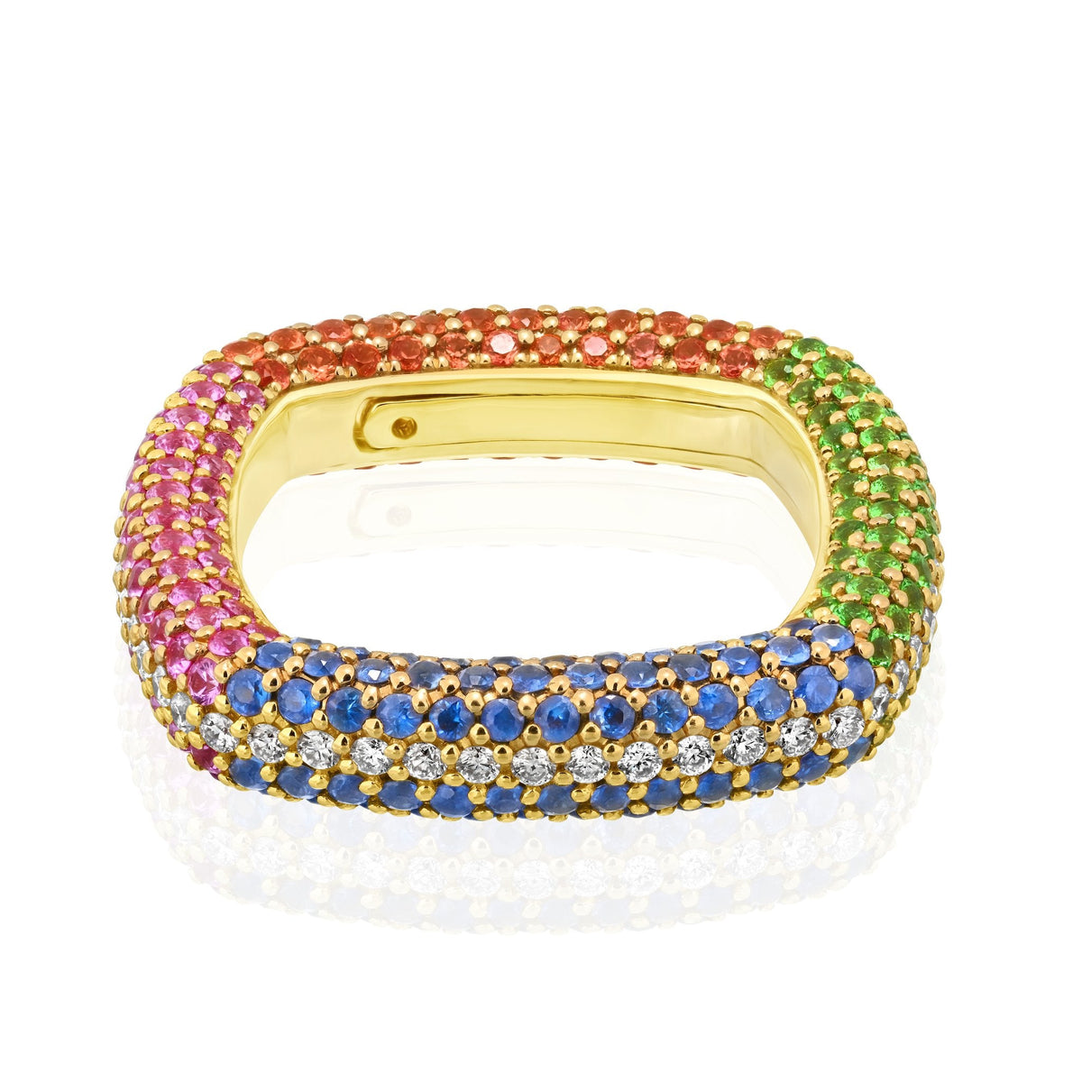 "Be Square" - Four Colors & Diamonds Trendy Pavè Ring