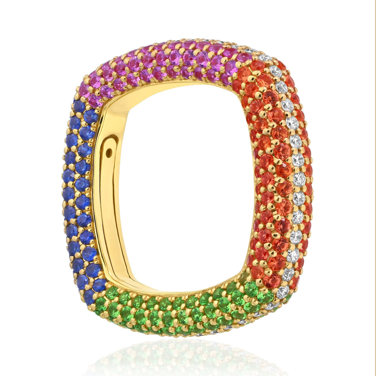 "Be Square" - Four Colors & Diamonds Trendy Pavè Ring