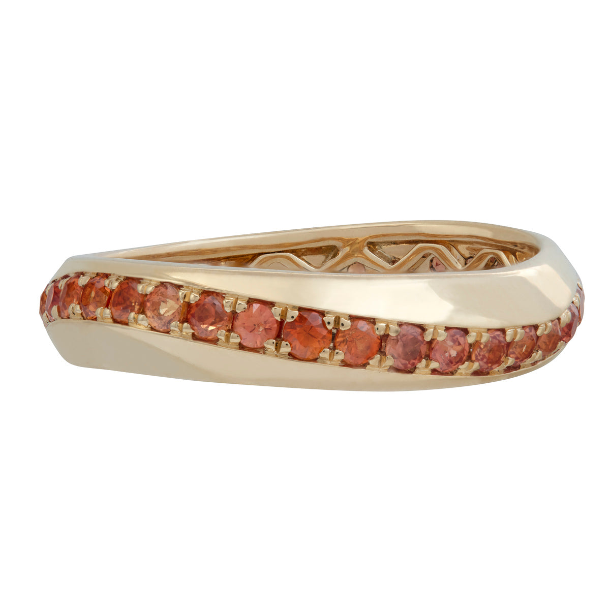 Modern Wavy Orange Sapphires Stackable Ring