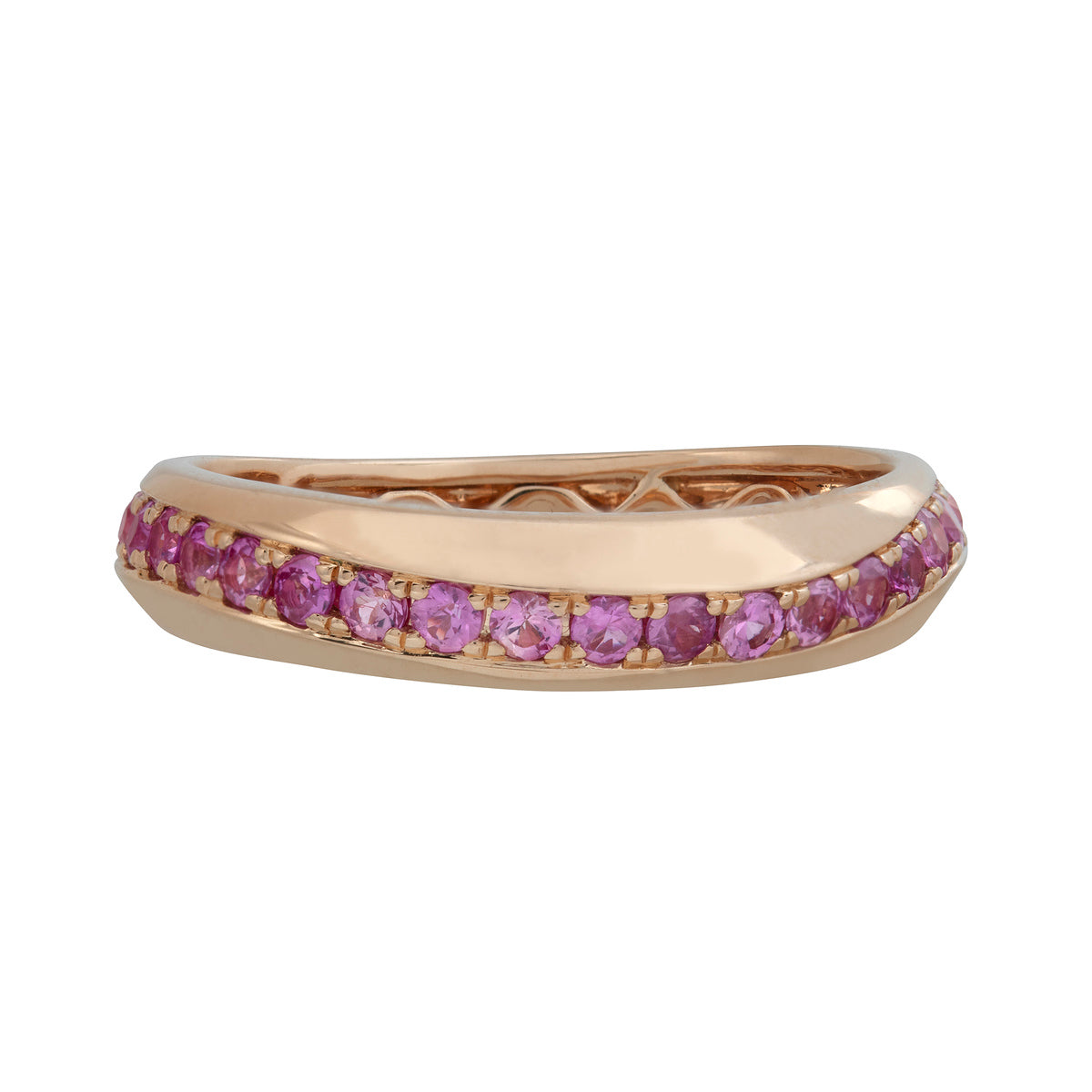 Modern Wavy Pink Sapphires Stackable Ring