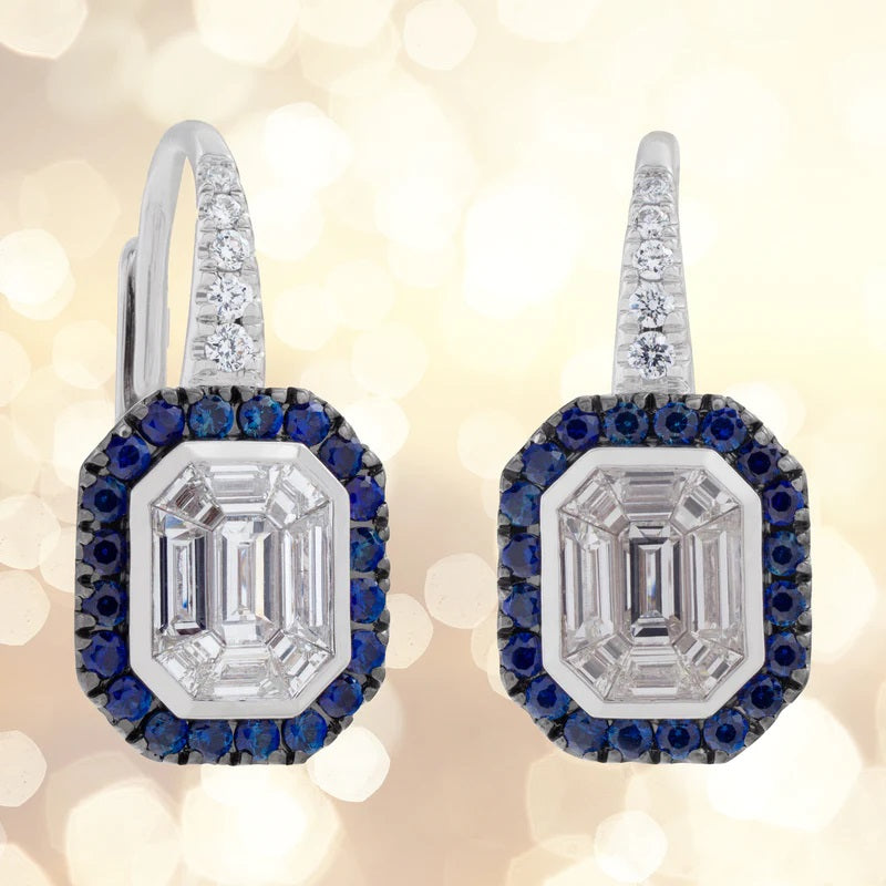 Color Framed "Illusion" Diamond Earrings