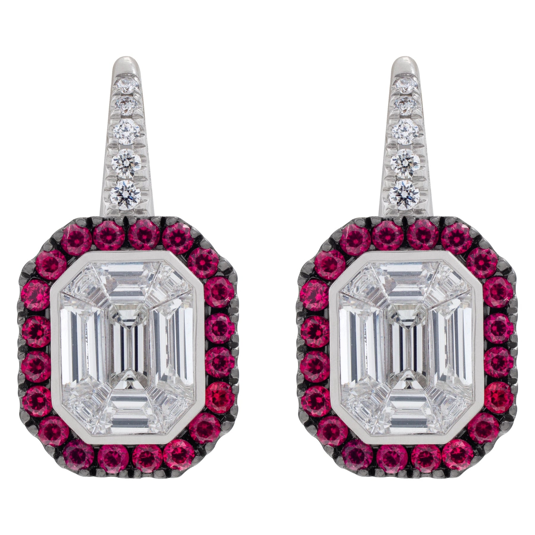 Color Framed "Illusion" Diamond Earrings